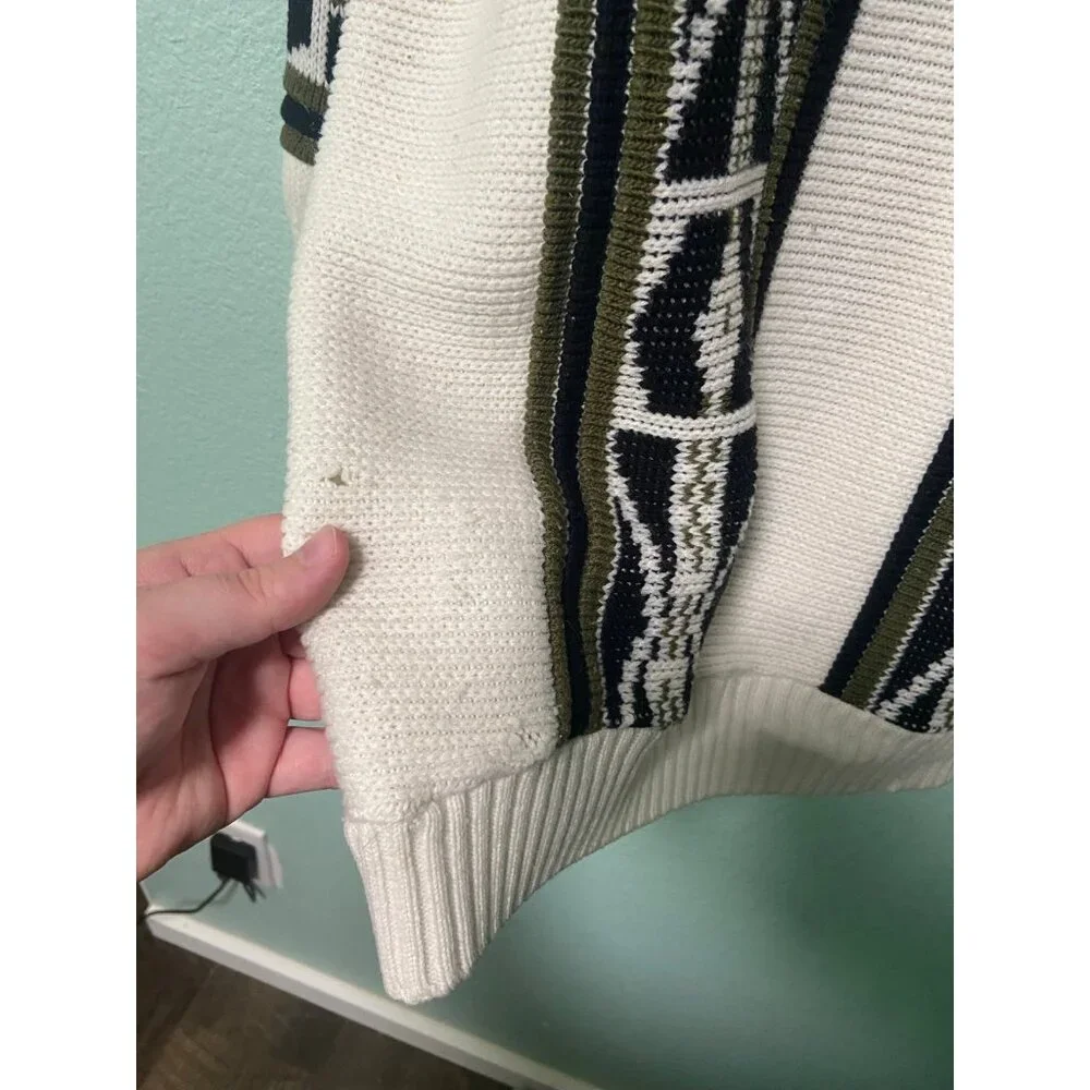 Vintage Clifton Place Unisex Cream and Black‎ Patterned Sweater